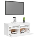 Mobile Porta TV con Luci LED Bianco Lucido 90x35x40 cm