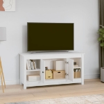 Mobile Porta TV Bianco 103x36,5x52 cm in Legno Massello di Pino