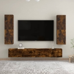 Mobile Porta TV a Parete Rovere Fumo 30,5x30x110 cm