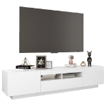 Mobile Porta TV con Luci LED Bianco Lucido 180x35x40 cm