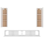 Set di Mobili Porta TV 4 pz Bianco in Legno Multistrato