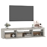 Mobile Porta TV con Luci LED Grigio Cemento 195x35x40 cm