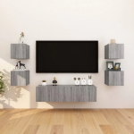 Armadietti TV Montati a Parete 2pz Grigio Sonoma 30,5x30x30 cm