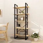 Libreria a 5 Ripiani 80x30x175 cm in Legno Massello di Pino