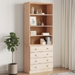 Libreria con Cassetti ALTA 77x35x186,5cm Legno Massello di Pino