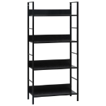 Scaffale Libri 4 Ripiani Nero 60x27,6x124,5cm Legno Multistrato