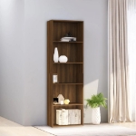 Libreria 5 Ripiani Rovere Marrone 60x30x189cm Legno Multistrato