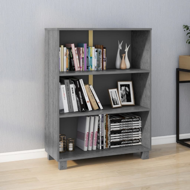 Libreria HAMAR Grigio Scuro 85x35x112 cm Legno Massello di Pino