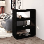 Libreria/Divisorio Nero 80x35x103 cm in Legno Massello di Pino