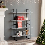 Libreria a 4 Ripiani Grigio Cemento 100x30x140 cm in Truciolato