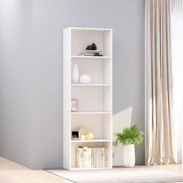 Libreria a 5 Ripiani Bianca 60x30x189 cm in Legno Multistrato