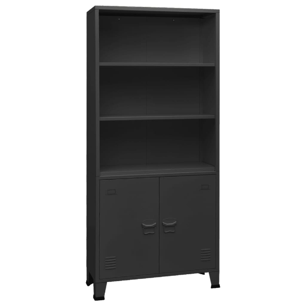 Libreria Industriale Antracite 80x32x180 cm in Acciaio