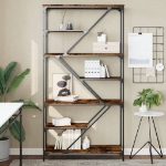 Libreria Rovere Fumo 91x36x176 cm Legno Multistrato e Acciaio