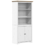 Libreria BODO 80x40x172 cm Legno Massello Pino Bianco e Marrone