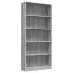 Libreria 5 Ripiani Grigio Sonoma 80x24x175 cm Legno Multistrato