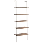 Scaffale Pendente 5 Livelli Marrone Scuro e Nero 64x35x185 cm