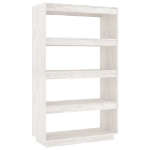 Libreria/Divisorio Bianco 80x35x135 cm Legno Massello di Pino