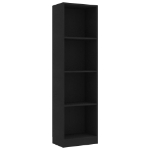 Libreria a 4 Ripiani Nera 40x24x142 cm in Legno Multistrato