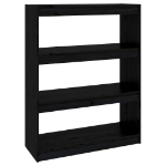 Libreria/Divisorio Nero 80x30x103,5cm in Legno Massello di Pino