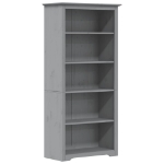 Libreria BODO 5 Ripiani 80x38x180 cm Legno Massello Pino Grigia