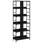 Libreria Nera 78,5x33x188,5 cm in Legno Multistrato