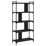 Libreria Nera 5 Ripiani 76x32x158 cm Legno Multistrato