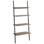 Scaffale Pendente 4 Livelli Marrone Scuro e Nero 64x34x150,5cm