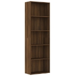 Libreria 5 Ripiani Rovere Marrone 60x30x189cm Legno Multistrato