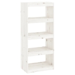 Libreria/Divisorio Bianco 60x30x135,5 cm Legno Massello di Pino