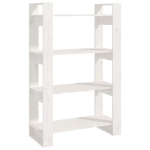 Libreria/Divisorio Bianco 80x35x125 cm Legno Massello di Pino