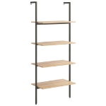 Scaffale Pendente 4 Livelli Marrone Chiaro e Nero 64x35x152,5cm