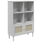 Credenza SENJA Aspetto Rattan Bianco 90x35x130 cm Massello Pino