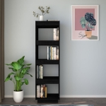 Libreria/Divisorio Nero 40x35x135 cm in Legno Massello di Pino