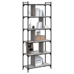 Libreria Grigio Sonoma 6 Ripiani 76x32x192 cm Legno Multistrato