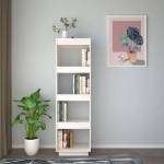 Libreria/Divisorio Bianco 40x35x135cm in Legno Massello di Pino