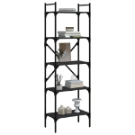 Libreria Nera 5 Ripiani 56x31,5x174 cm Legno Multistrato