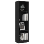 Libreria a 4 Ripiani Nera 40x24x142 cm in Legno Multistrato