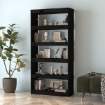 Libreria/Divisorio Nero 80x30x167,4 cm Legno Massello di Pino