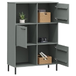 Libreria con Gambe Metallo Grigio 90x35x128,5 cm Massello OSLO