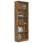 Libreria a 5 Ripiani Rovere Fumo 60x24x175 cm Legno Multistrato