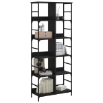 Libreria Nera 78,5x33x188,5 cm in Legno Multistrato