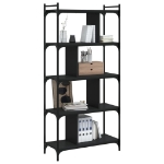 Libreria Nera 5 Ripiani 76x32x158 cm Legno Multistrato