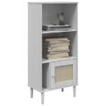 Credenza SENJA Aspetto Rattan Bianco 60x35x130 cm Massello Pino