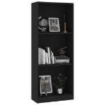 Libreria a 3 Ripiani Nera 40x24x108 cm in Legno Multistrato