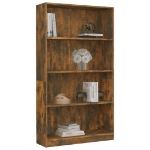 Libreria a 4 Ripiani Rovere Fumo 80x24x142 cm Legno Multistrato