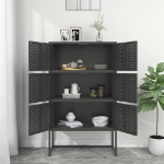 Credenza Alta Antracite 80x35x135 cm in Acciaio