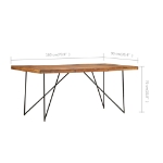 Tavolo da Pranzo 180x90x76 cm in Legno Massello di Acacia