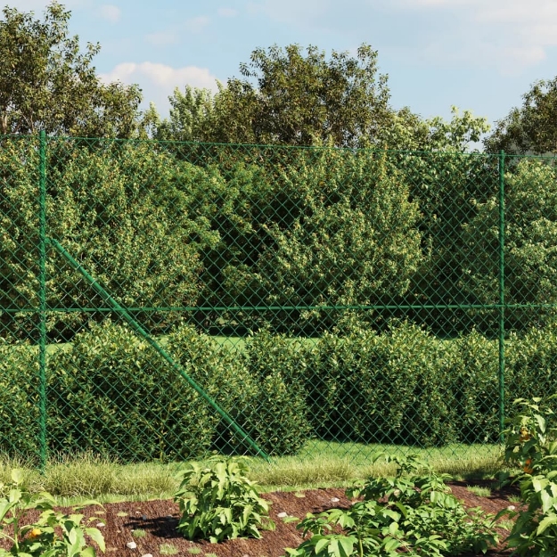 Recinzione a Rete con Picchetti Ancoraggio Verde 1,4x10 m