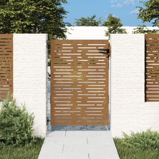 Cancello da Giardino 85x125 cm Acciaio Corten Design Quadrato