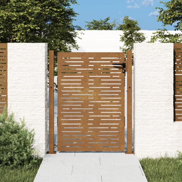 Cancello da Giardino 105x130 cm Acciaio Corten Design Quadrato